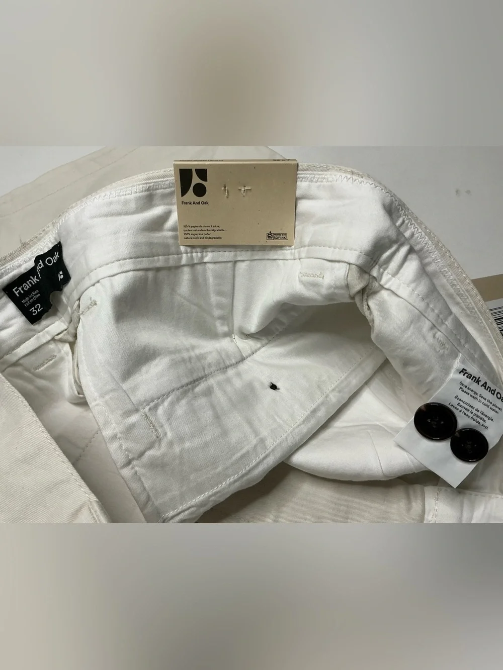Frank & Oak Cream Brunswick Chino Shorts Size 32x7 NWT
